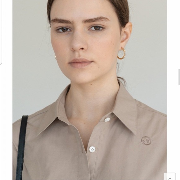 Button-Front Midi Shirt Dress in Beige - Picture 2 of 4